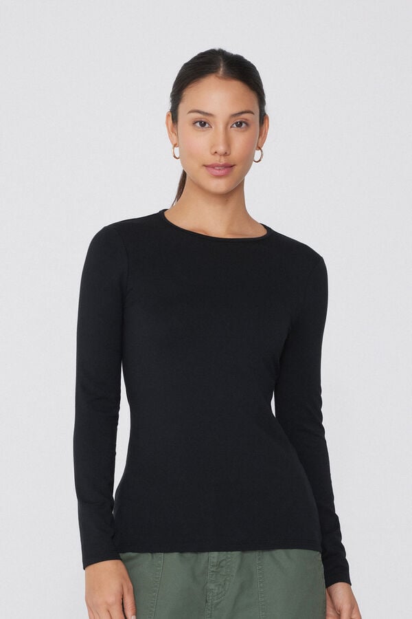 Tezenis Camiseta con Cuello Redondo de Algodón y Modal Térmico