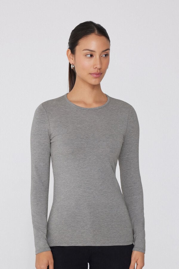 Tezenis Camiseta con Cuello Redondo de Algodón y Modal Térmico