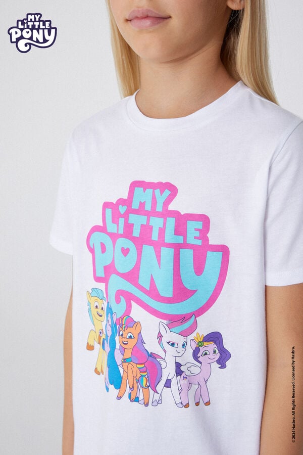 Tezenis Camiseta De Algodón Con Estampado De My Little Pony Con Glitter Para Niña