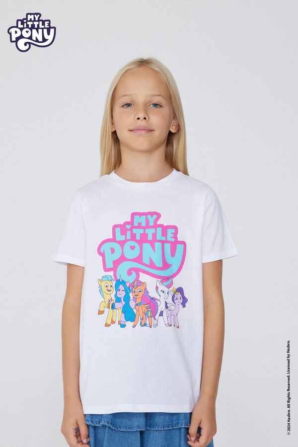 Tezenis Camiseta de Algodón con Estampado de My Little Pony con Glitter para Niña