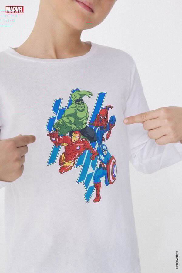 Tezenis Camiseta De Algodón De Manga Larga Con Estampado Avengers