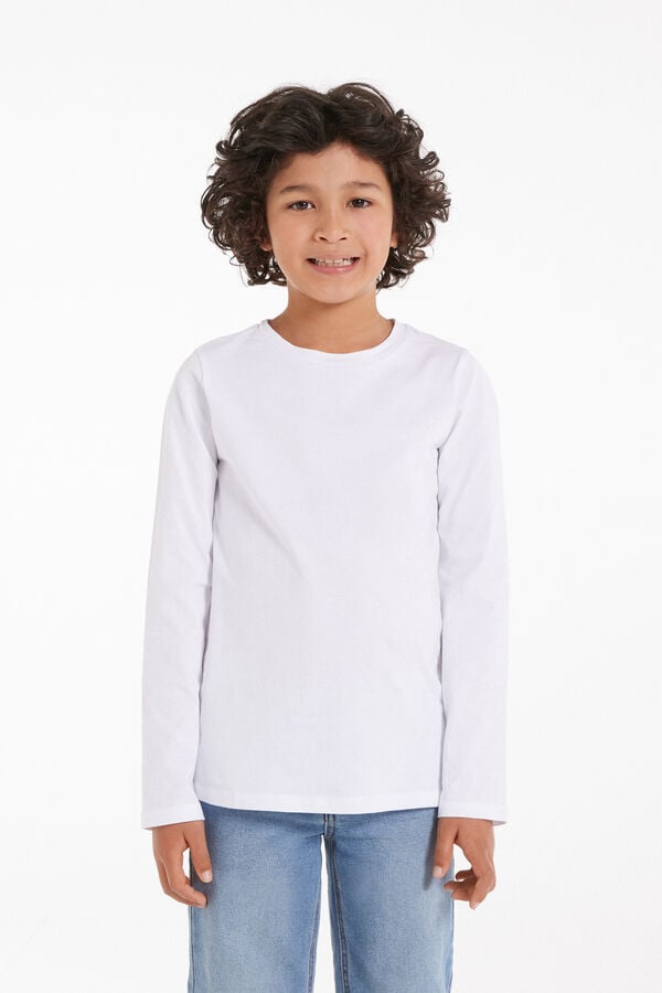 Tezenis Camiseta de manga larga básica unisex 100% algodón niños