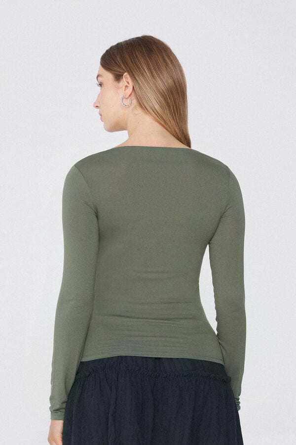 Tezenis Camiseta De Manga Larga Con Cuello Barco De Viscosa