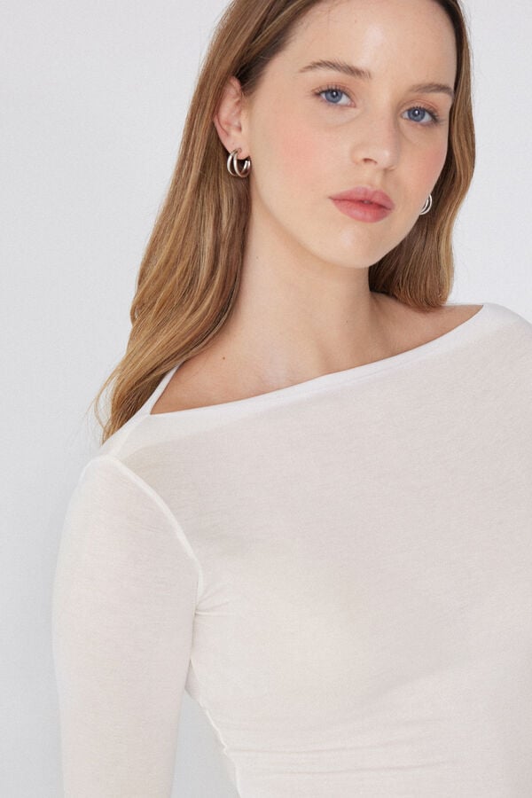 Tezenis Camiseta De Manga Larga Con Cuello Barco De Viscosa