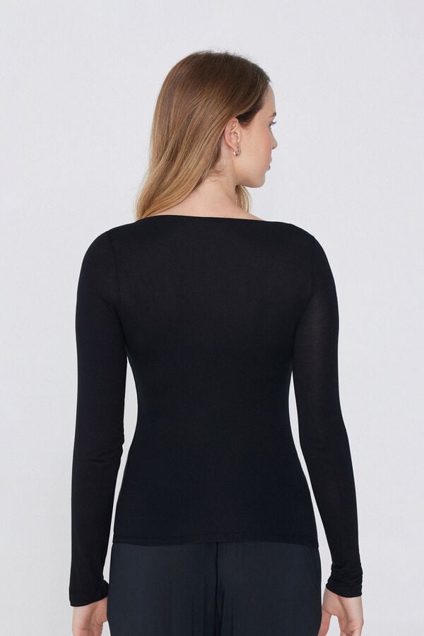 Tezenis Camiseta De Manga Larga Con Cuello Barco De Viscosa