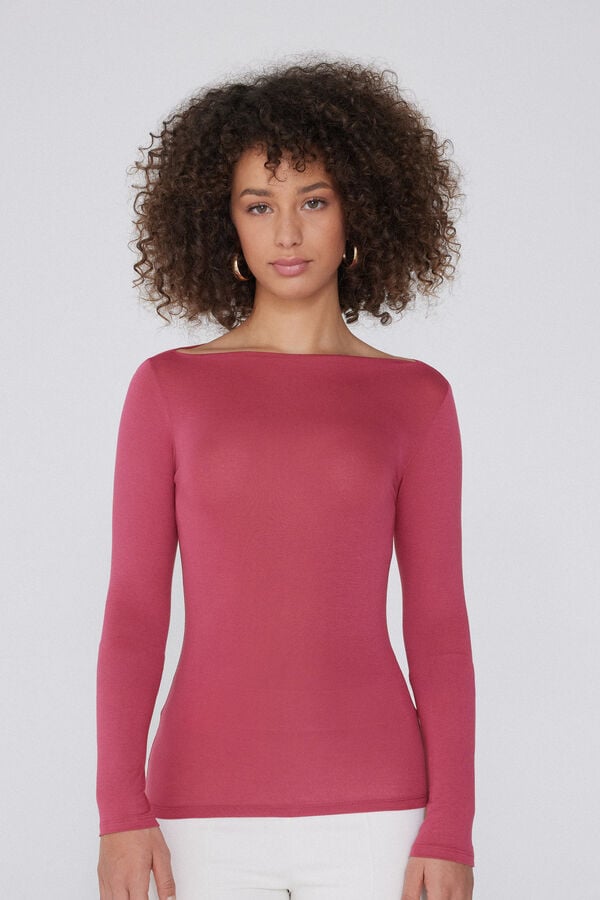 Tezenis Camiseta de Manga Larga con Cuello Barco de Viscosa