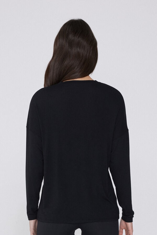 Tezenis Camiseta De Manga Larga Con Escote Pico De Viscosa Con Corte Oversize