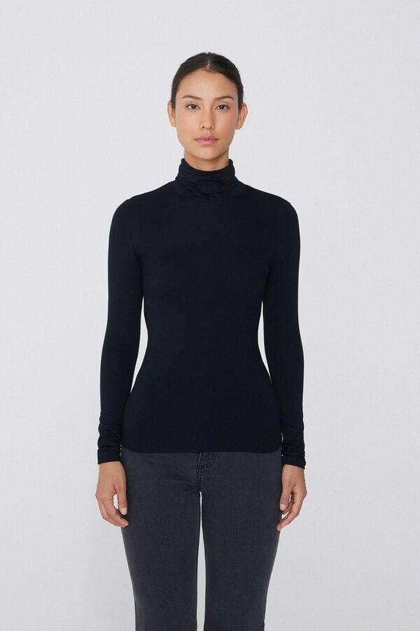 Tezenis Camiseta De Manga Larga De Viscosa Con Cuello Alto