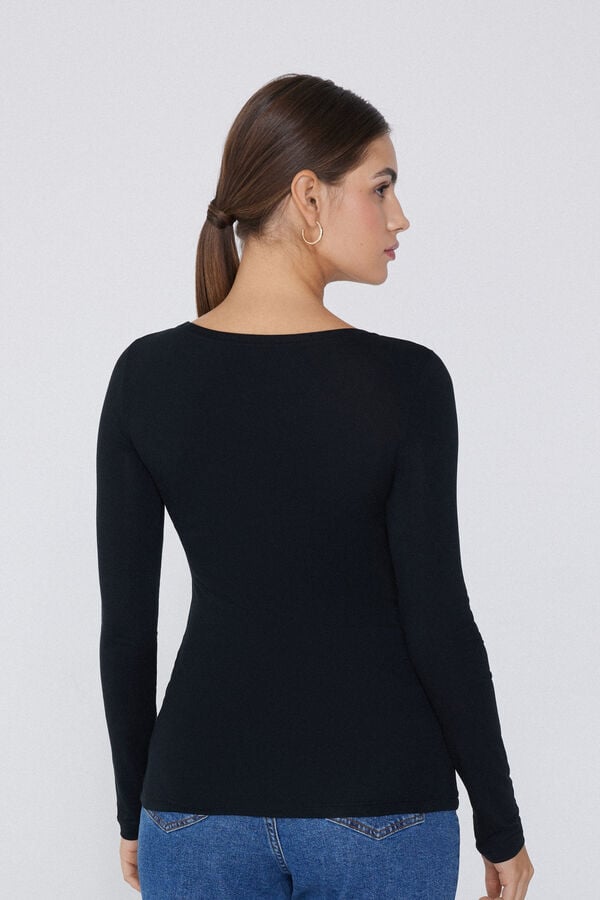 Tezenis Camiseta De Manga Larga De Viscosa Con Escote Redondo Amplio