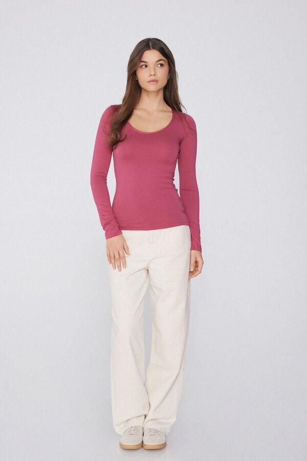 Tezenis Camiseta De Manga Larga De Viscosa Con Escote Redondo Amplio