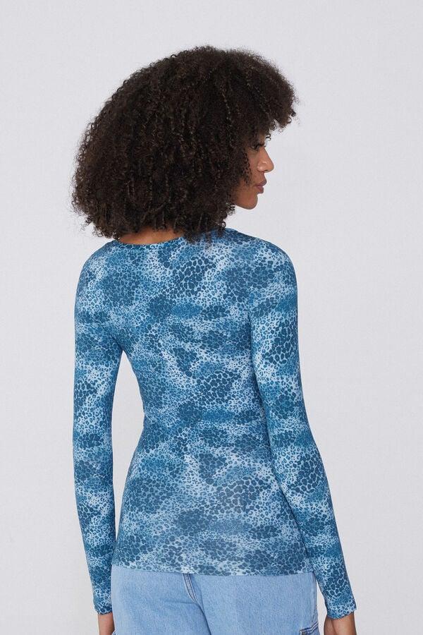 Tezenis Camiseta De Manga Larga Escote Amplio Viscosa Estampada