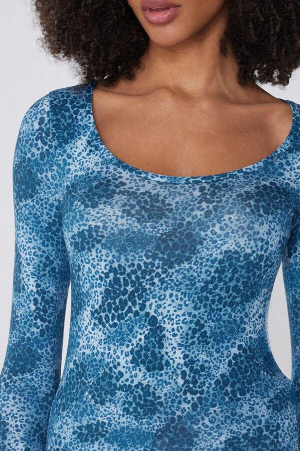 Tezenis Camiseta De Manga Larga Escote Amplio Viscosa Estampada