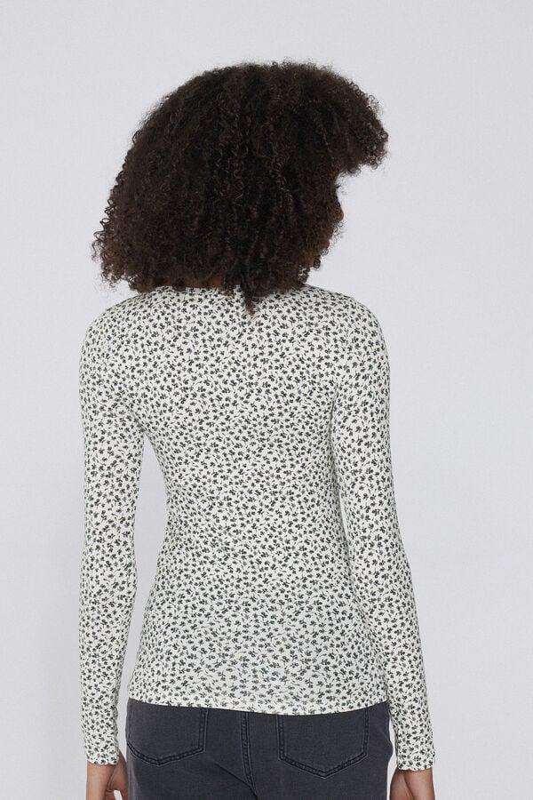 Tezenis Camiseta De Manga Larga Escote Amplio Viscosa Estampada