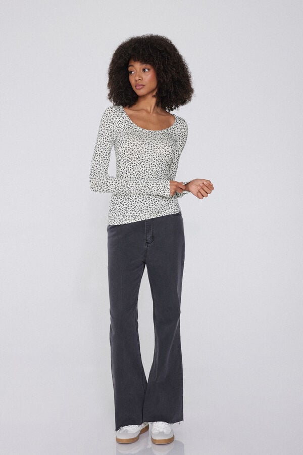 Tezenis Camiseta De Manga Larga Escote Amplio Viscosa Estampada