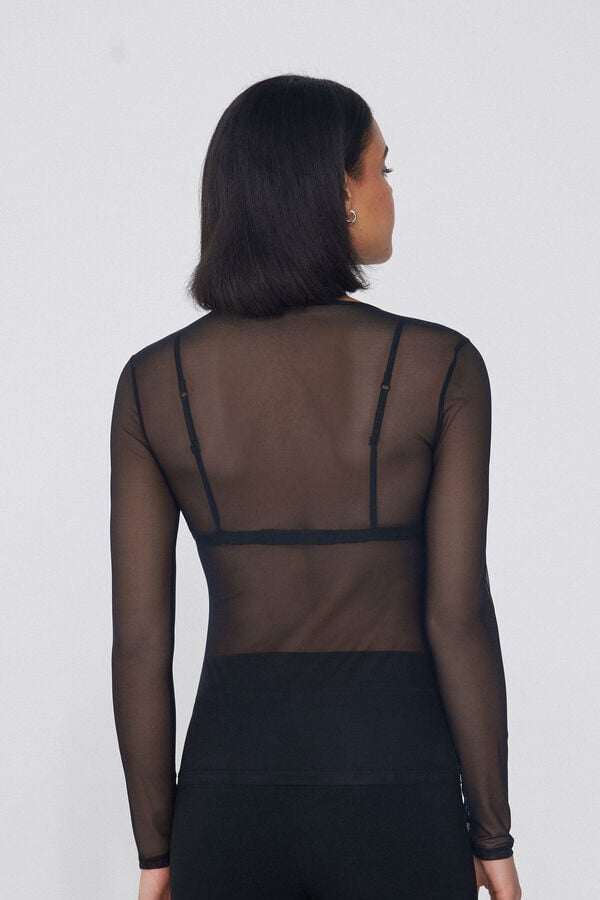 Tezenis Camiseta De Manga Larga Y Cuello Redondo De Tul