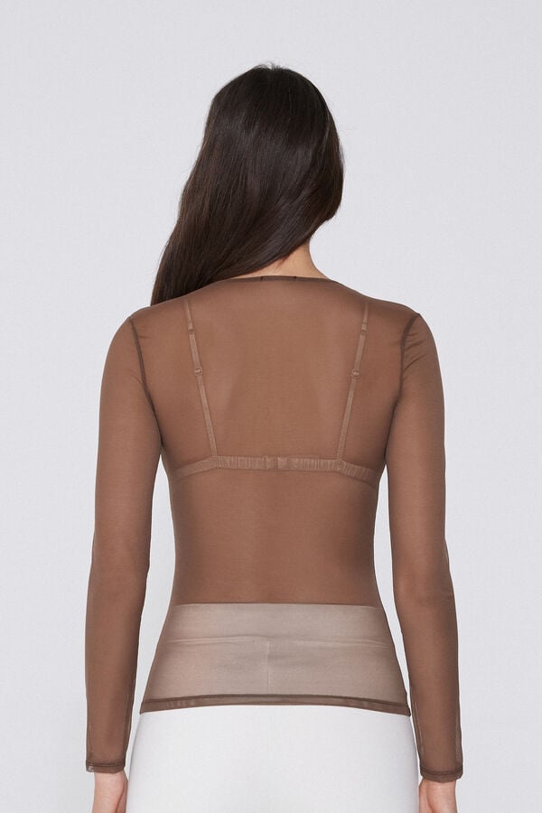 Tezenis Camiseta De Manga Larga Y Cuello Redondo De Tul