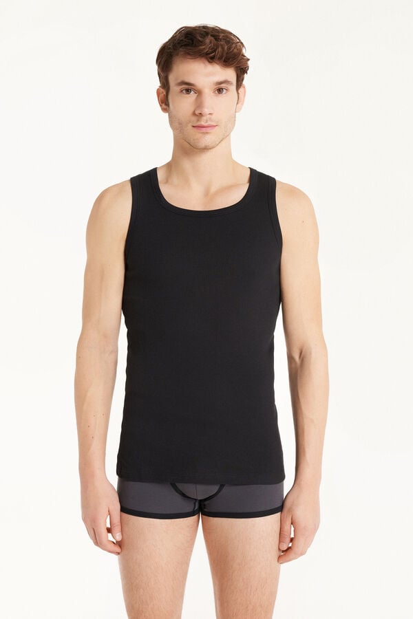 Tezenis Camiseta de Tirantes Canalé Tirantes Anchos Algodón Hombre