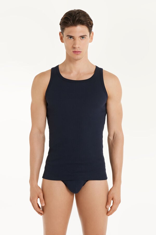 Tezenis Camiseta de Tirantes Canalé Tirantes Anchos Algodón Hombre