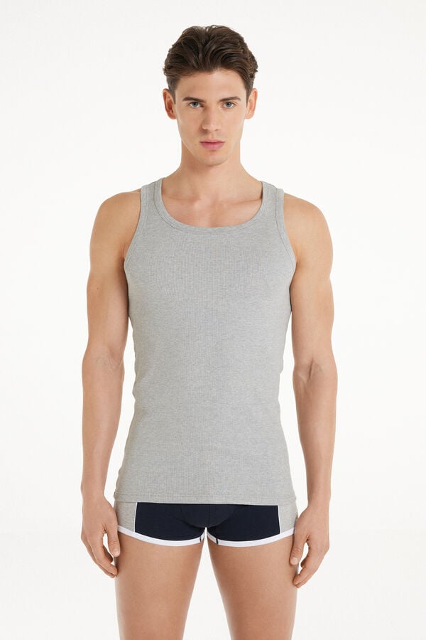 Tezenis Camiseta de Tirantes Canalé Tirantes Anchos Algodón Hombre