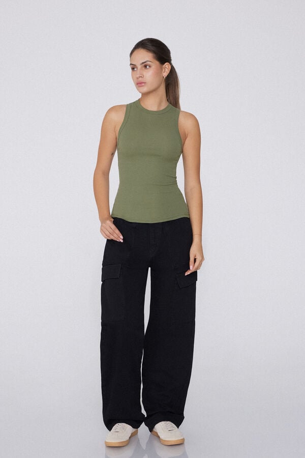 Tezenis Camiseta De Tirantes Con Espalda Nadadora De Canalé De Algodón