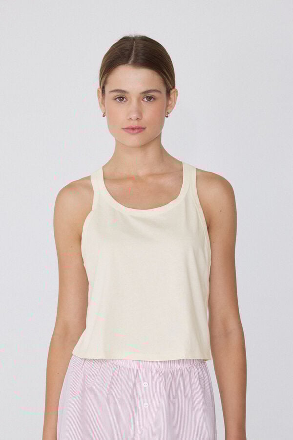 Tezenis Camiseta de Tirantes Corta de Algodón con Tirante Ancho