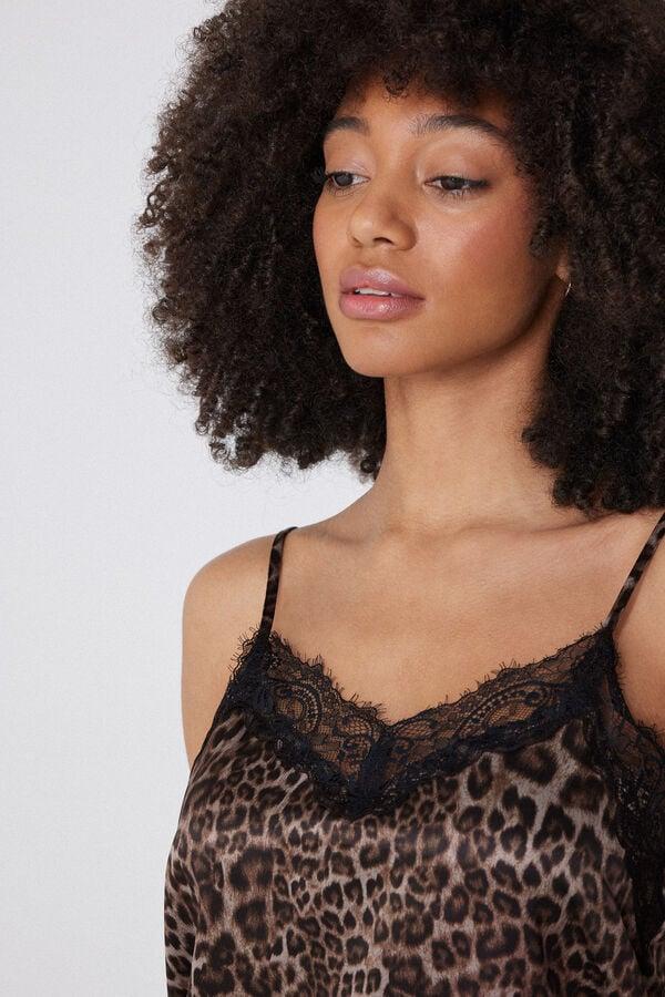 Tezenis Camiseta De Tirantes Finos De Raso Con Estampado Y Encaje