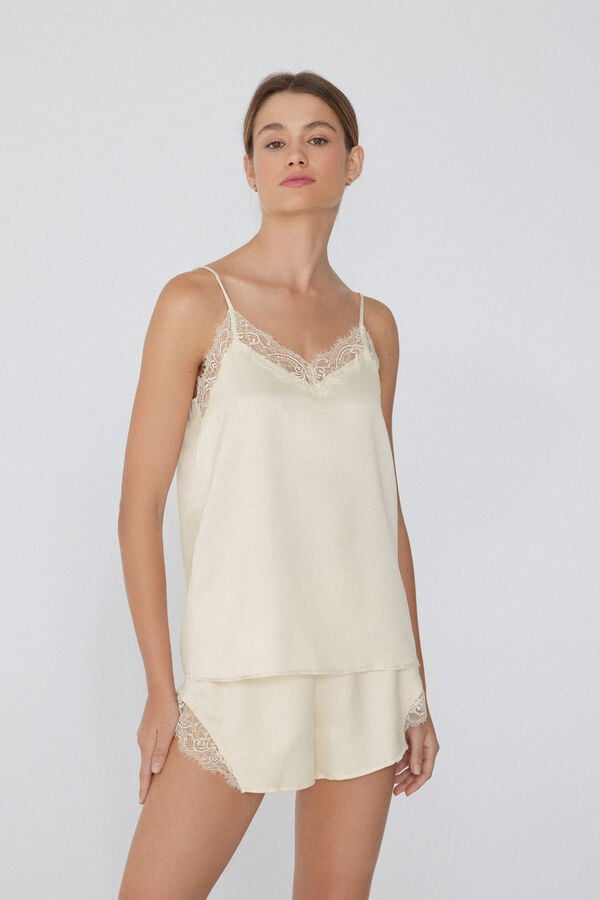 Tezenis Camiseta De Tirantes Finos De Raso Y Encaje