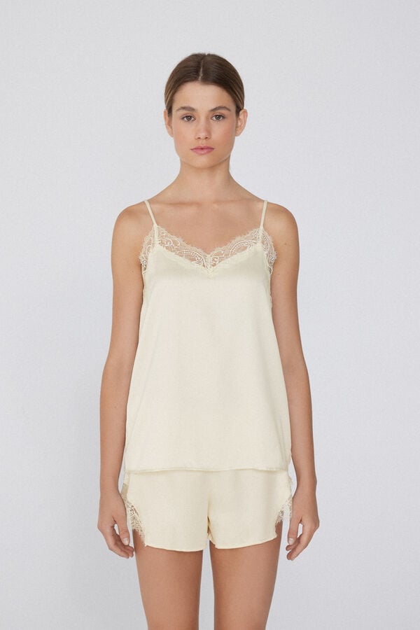 Tezenis Camiseta De Tirantes Finos De Raso Y Encaje