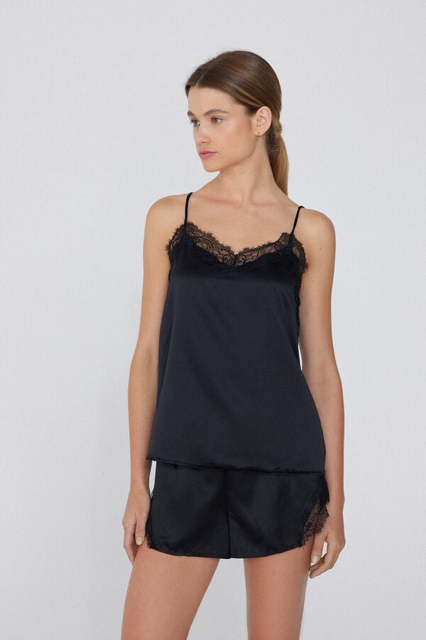 Tezenis Camiseta De Tirantes Finos De Raso Y Encaje