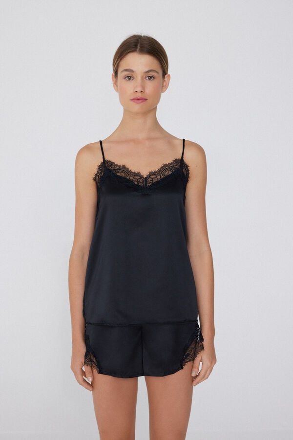 Tezenis Camiseta De Tirantes Finos De Raso Y Encaje