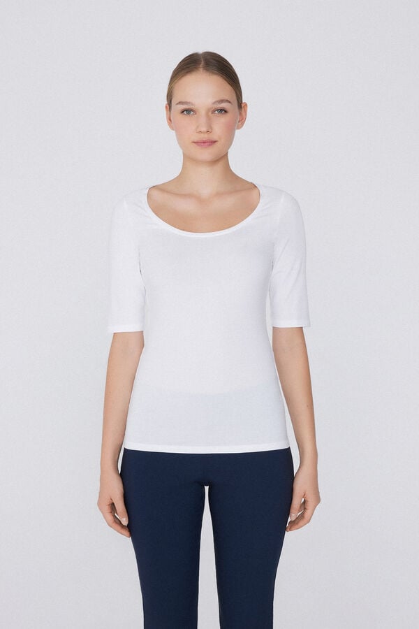 Tezenis Camiseta Manga Corta Amplio Escote Redondo Algodón Orgánico