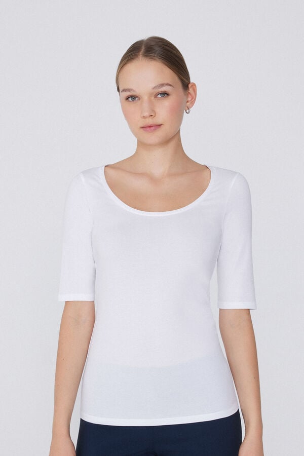 Tezenis Camiseta Manga Corta Amplio Escote Redondo Algodón Orgánico