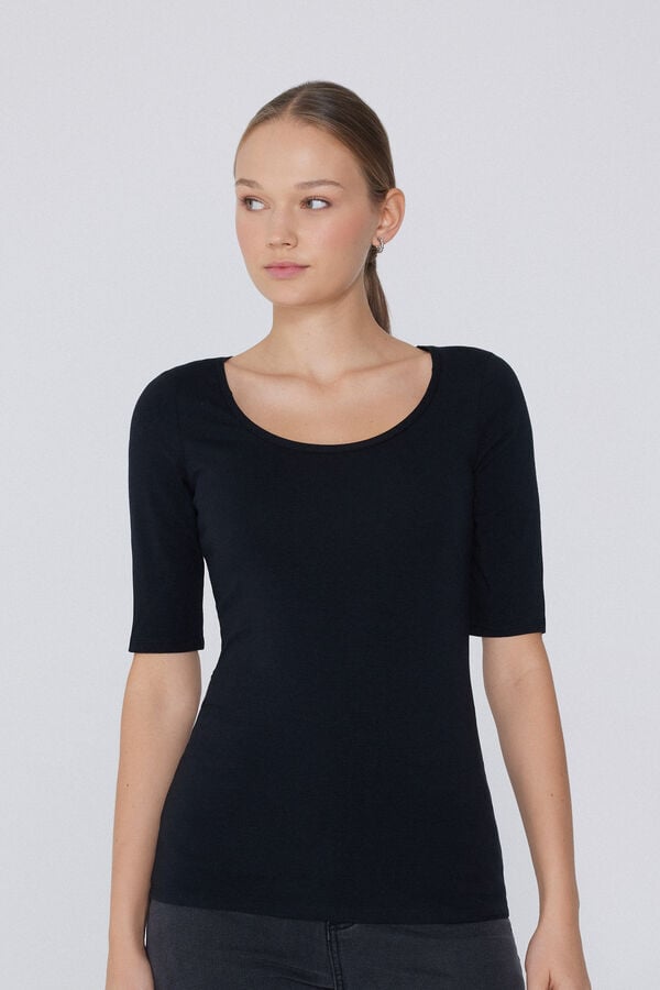 Tezenis Camiseta Manga Corta Amplio Escote Redondo Algodón Orgánico