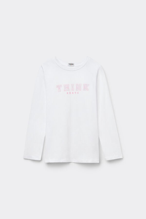 Tezenis Camiseta Manga Larga Algodón con Estampado para Niña