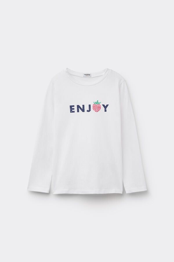 Tezenis Camiseta Manga Larga Algodón con Estampado para Niña