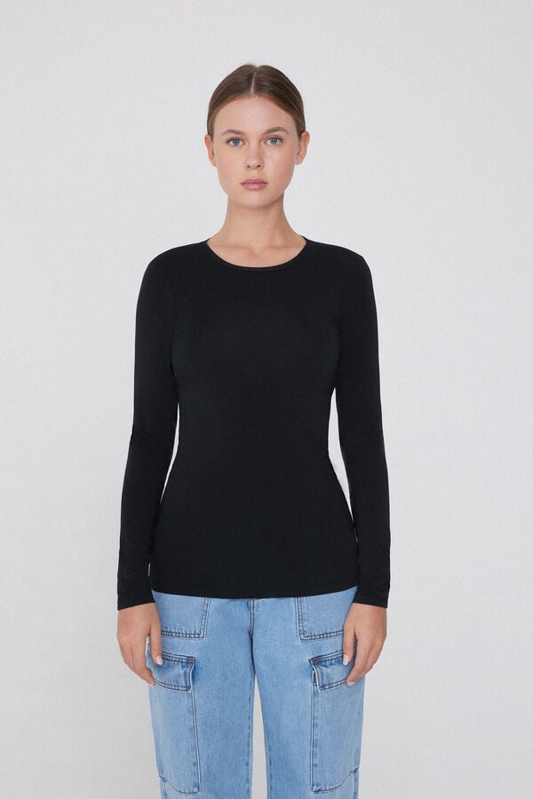 Tezenis Camiseta Manga Larga Cuello Redondo Algodón Elástico