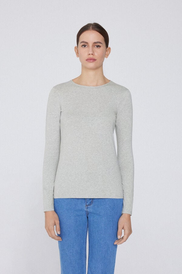 Tezenis Camiseta Manga Larga Cuello Redondo Algodón Elástico