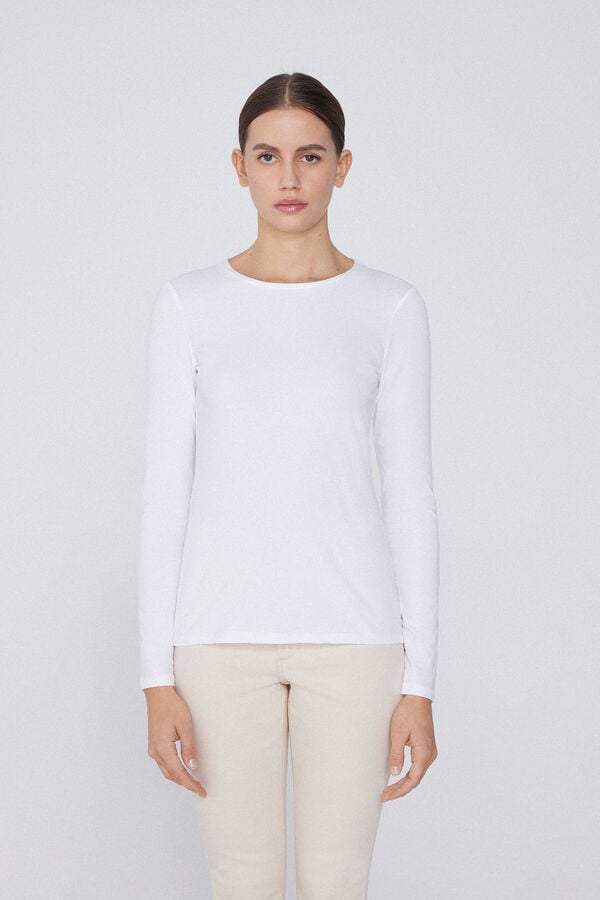 Tezenis Camiseta Manga Larga Cuello Redondo Algodón Elástico