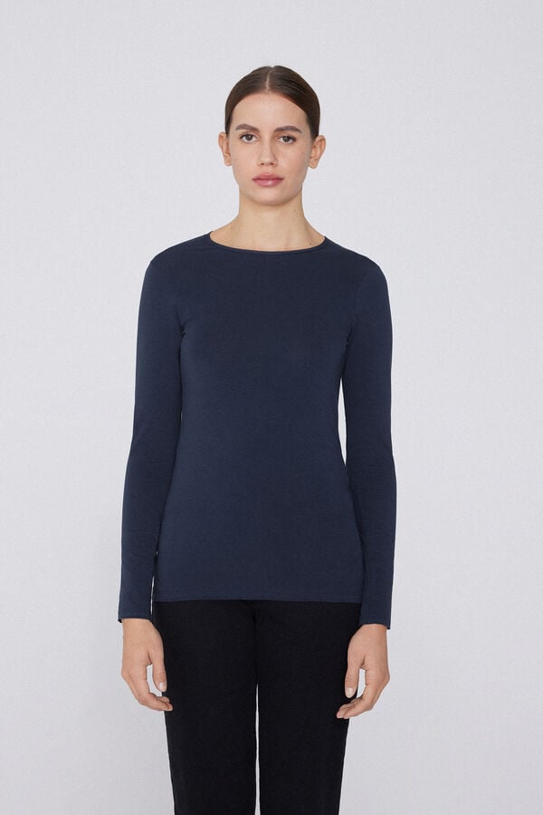 Tezenis Camiseta Manga Larga Cuello Redondo Algodón Elástico