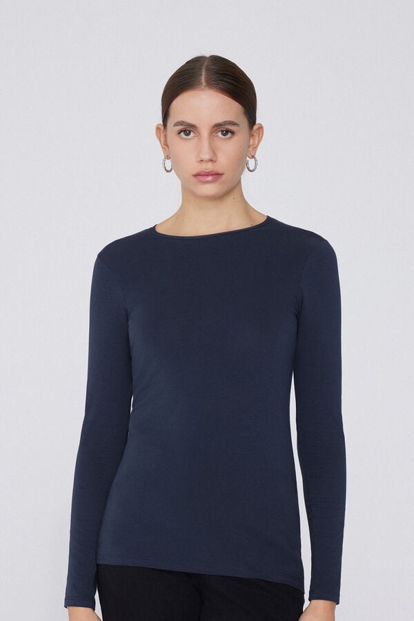 Tezenis Camiseta Manga Larga Cuello Redondo Algodón Elástico