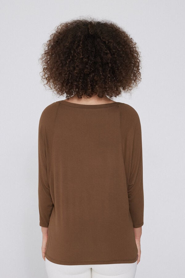 Tezenis Camiseta Manga Tres Cuartos Escote Barco Canalé Ancho