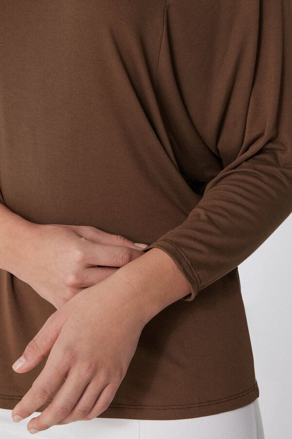 Tezenis Camiseta Manga Tres Cuartos Escote Barco Canalé Ancho