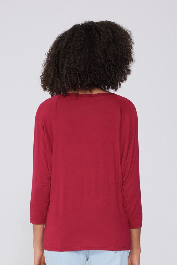 Tezenis Camiseta Manga Tres Cuartos Escote Barco Canalé Ancho