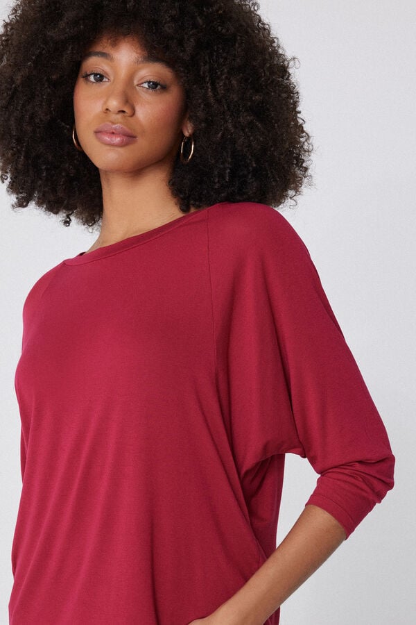 Tezenis Camiseta Manga Tres Cuartos Escote Barco Canalé Ancho