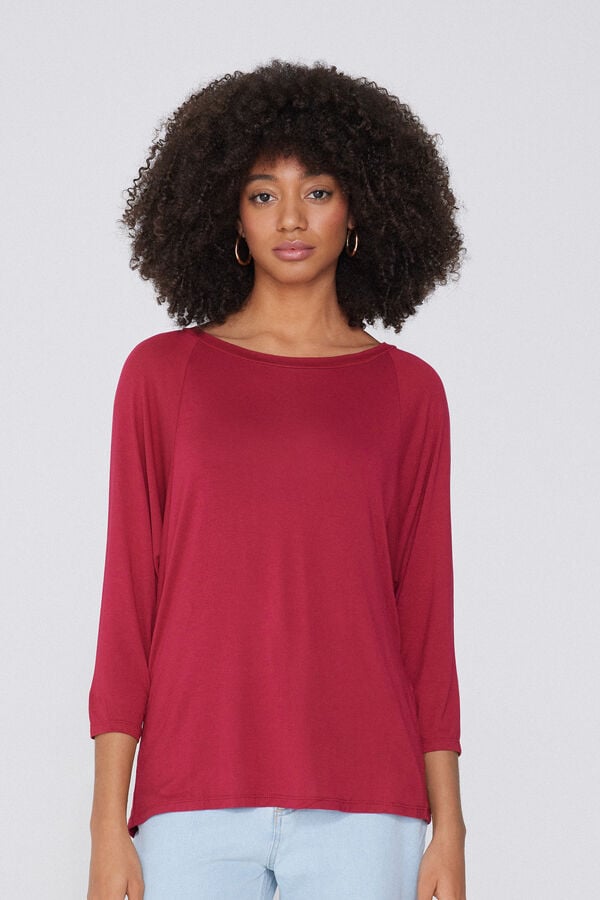 Tezenis Camiseta Manga Tres Cuartos Escote Barco Canalé Ancho