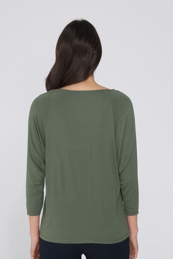 Tezenis Camiseta Manga Tres Cuartos Escote Barco Canalé Ancho