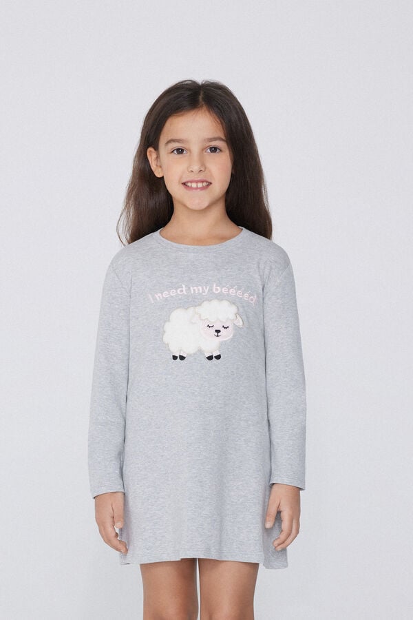 Tezenis Camisón Cuello Redondo Algodón Grueso Oveja