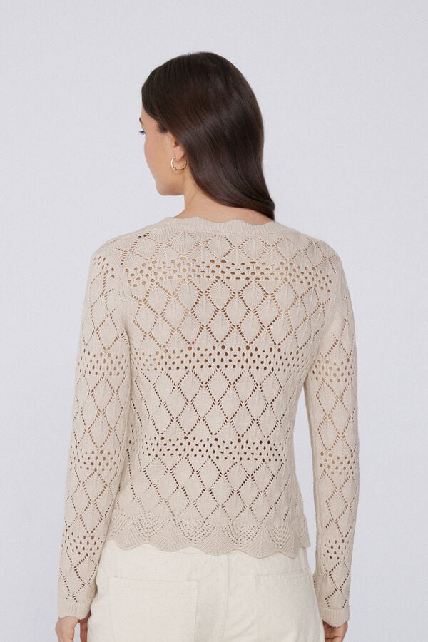 Tezenis Cárdigan De Manga Larga Perforado De Crochet