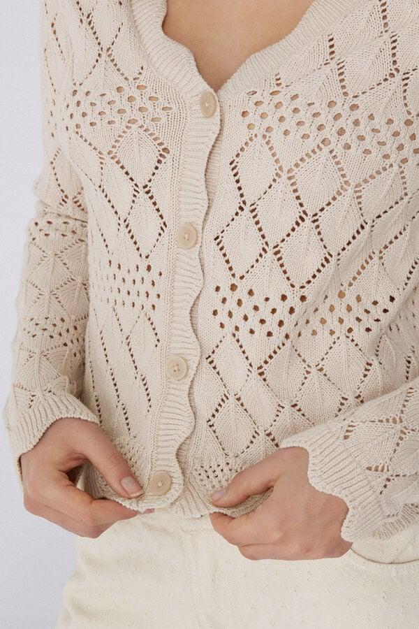 Tezenis Cárdigan De Manga Larga Perforado De Crochet