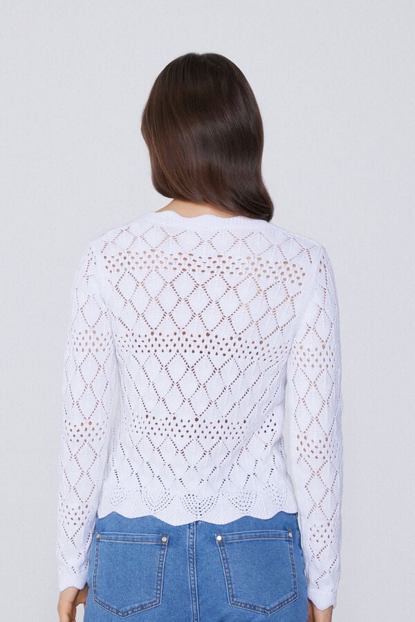 Tezenis Cárdigan De Manga Larga Perforado De Crochet